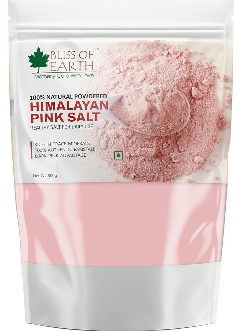 BLISS OF EARTH Pakistani Himalayan Pink Salt Fine Powder 500gm For Healthy Cooking, Natural Substitute of White Salt, Saindha Namak Pure - Image 1